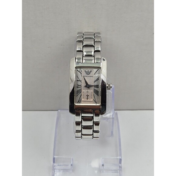 Emporio Armani AR0172 Womens Watch Classic Tank Quartz Small Seconds New Battery